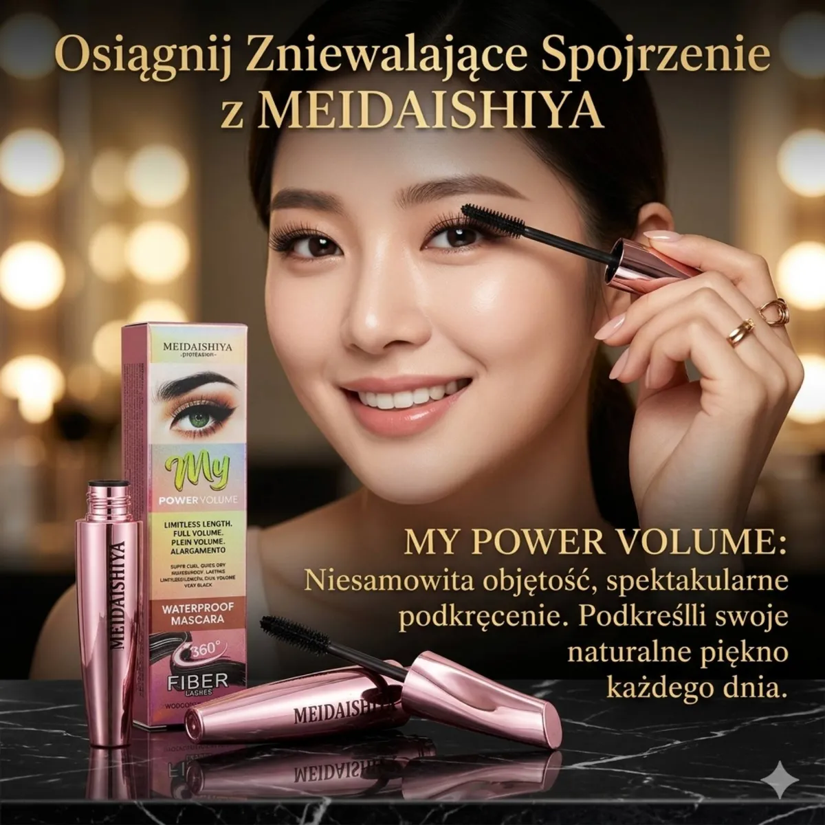 Tusz do rzęs MeidaiShiya My Power Volume Waterproof Różowy