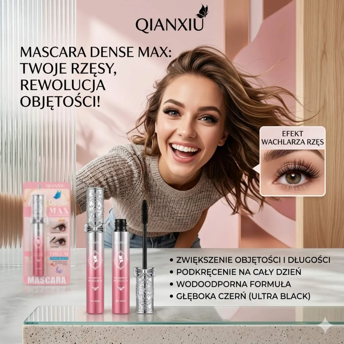 Mascara Qianxiu Dense Max Ultra Black wodoodporna