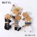 Skarpetki Motylek 5 par biało-czarne z motywem motyla