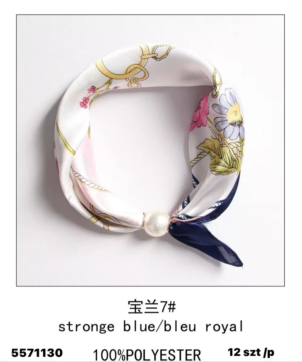 Chusta jedwabna wzór marynistyczny strong blue royal 100% poliester