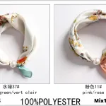 Chusta jedwabista kwiatowa light green/vert clair 100% poliester