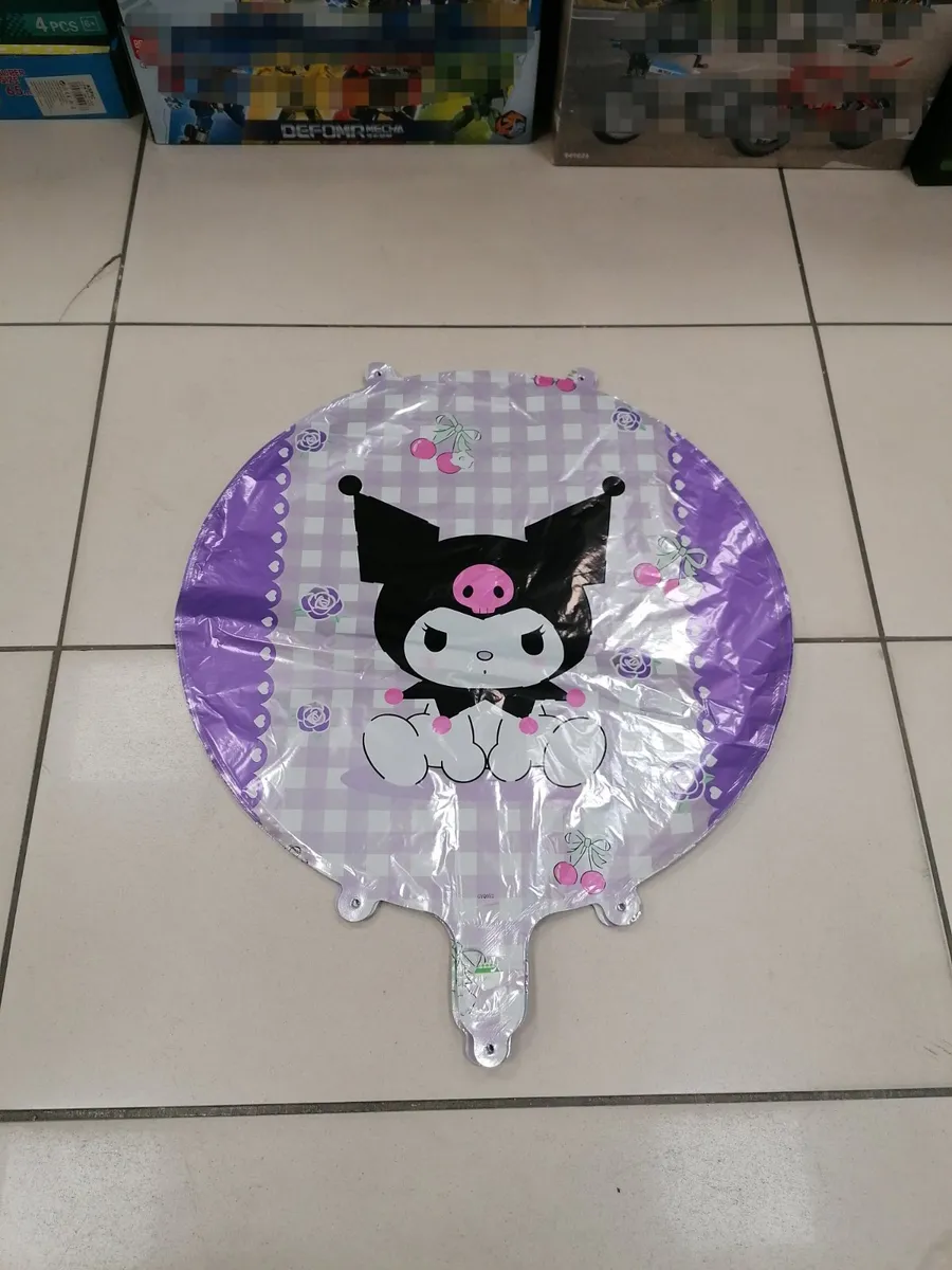 Balon foliowy Kuromi różowo-fioletowy w kratę 80cm