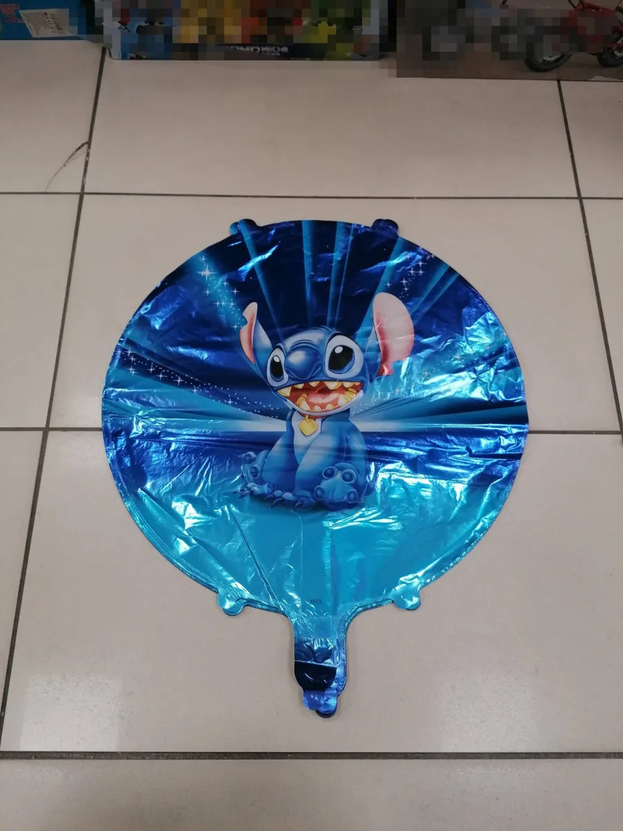 Balon foliowy Stitch niebieski okrągły z uszami