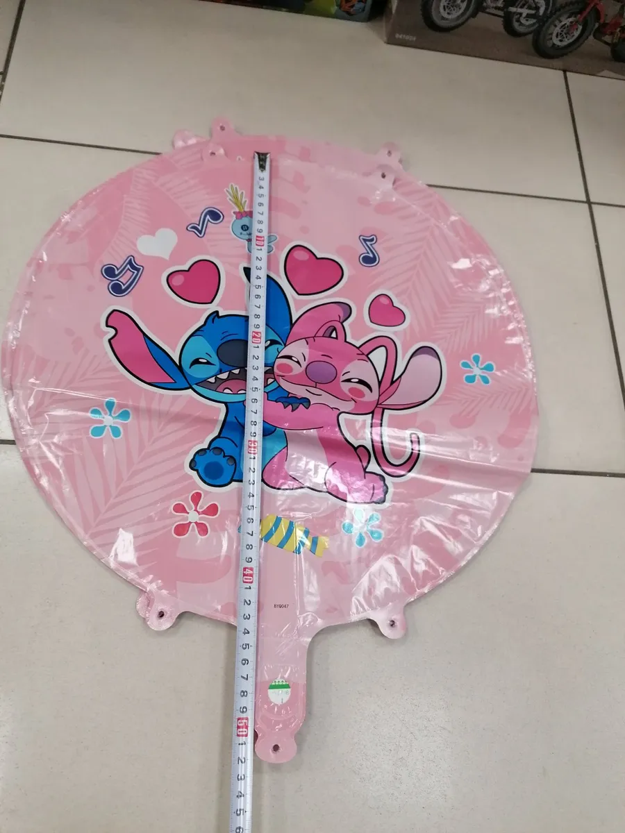 Balon foliowy Stitch i Angel różowy 60 cm