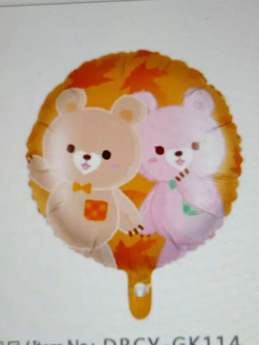 Balon foliowy Jesienne Misie Beżowo-Różowe Ø30cm