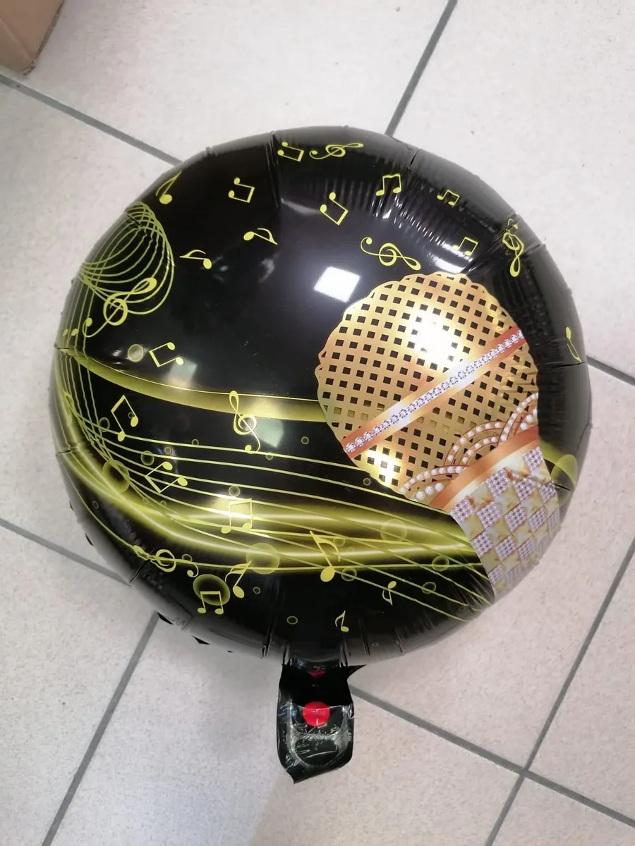 Balon foliowy Mikrofon Czarny Złoty 45cm