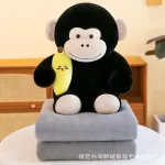 Maskotka Małpka Czarna z Bananem i Kocykiem