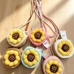 Plecione Torebki Sunflower Mix Kolorów z Bawełnianym Kwiatem