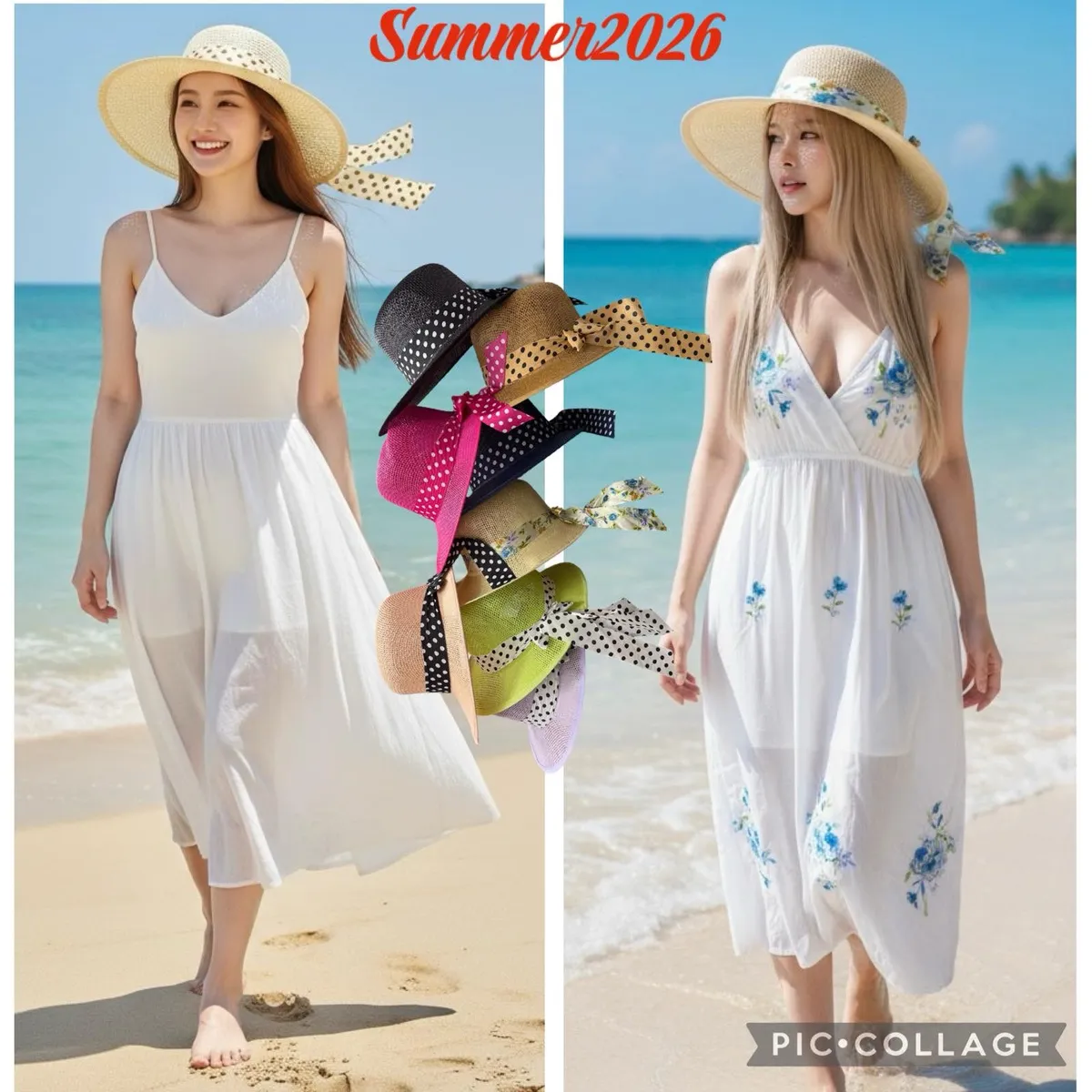 Kapelusze słomkowe plażowe Summer 2026 wielokolorowe
