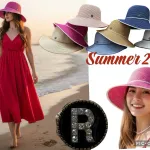 Kapelusze słomkowe damskie Summer 2026 beżowy różowy granatowy