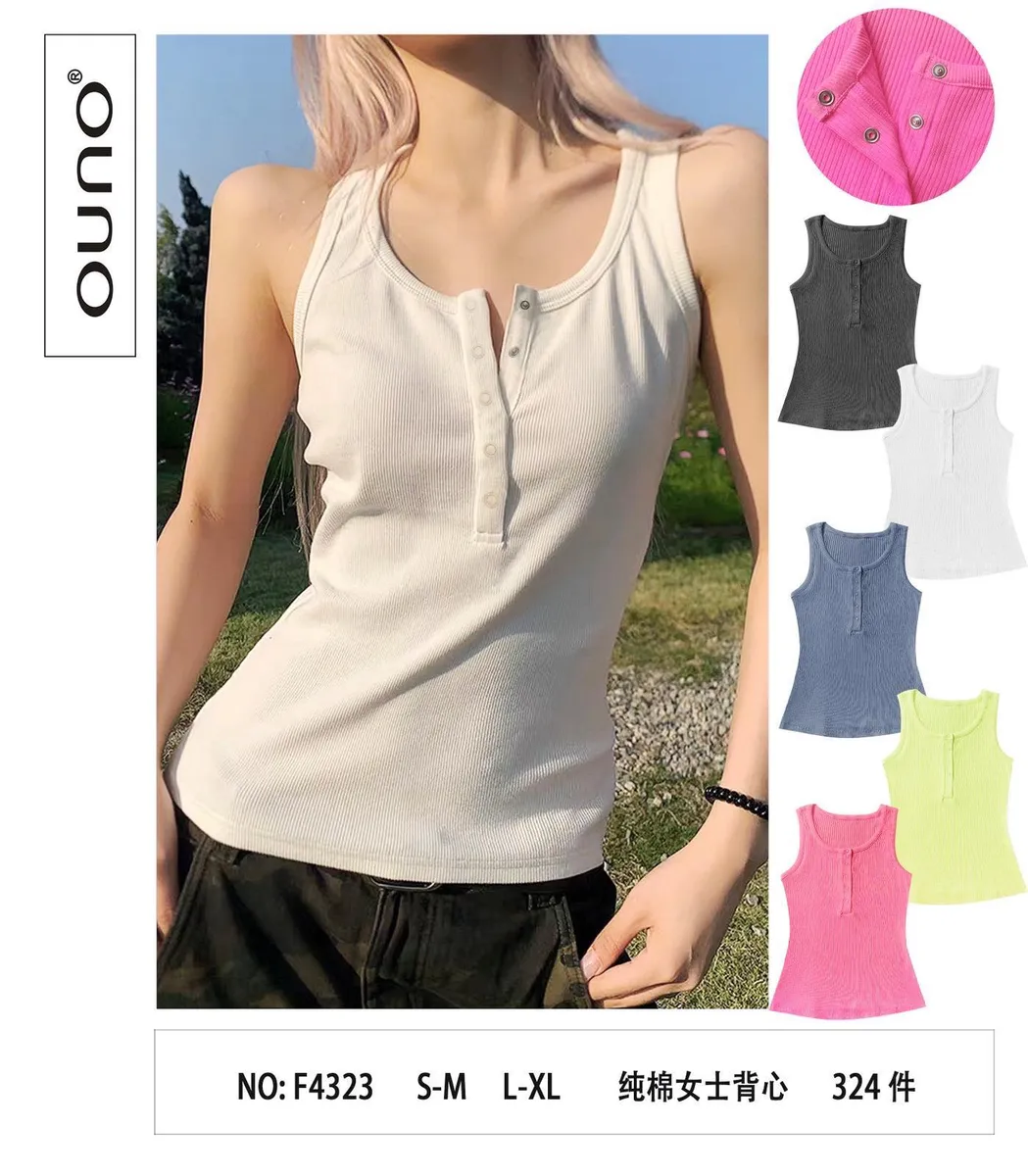 Top damski Uno No. F432 biały prążkowany S-M L-XL
