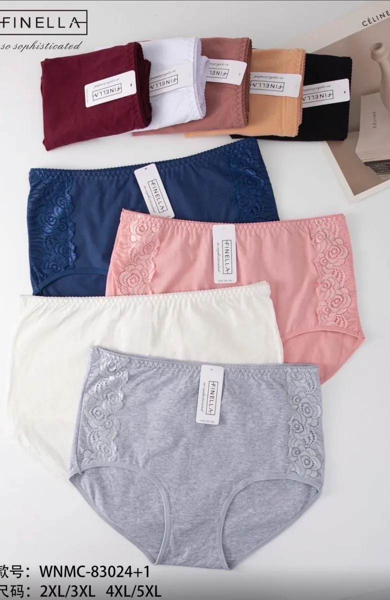 Finella Majtki Damskie z Koronką Szare 2XL-5XL