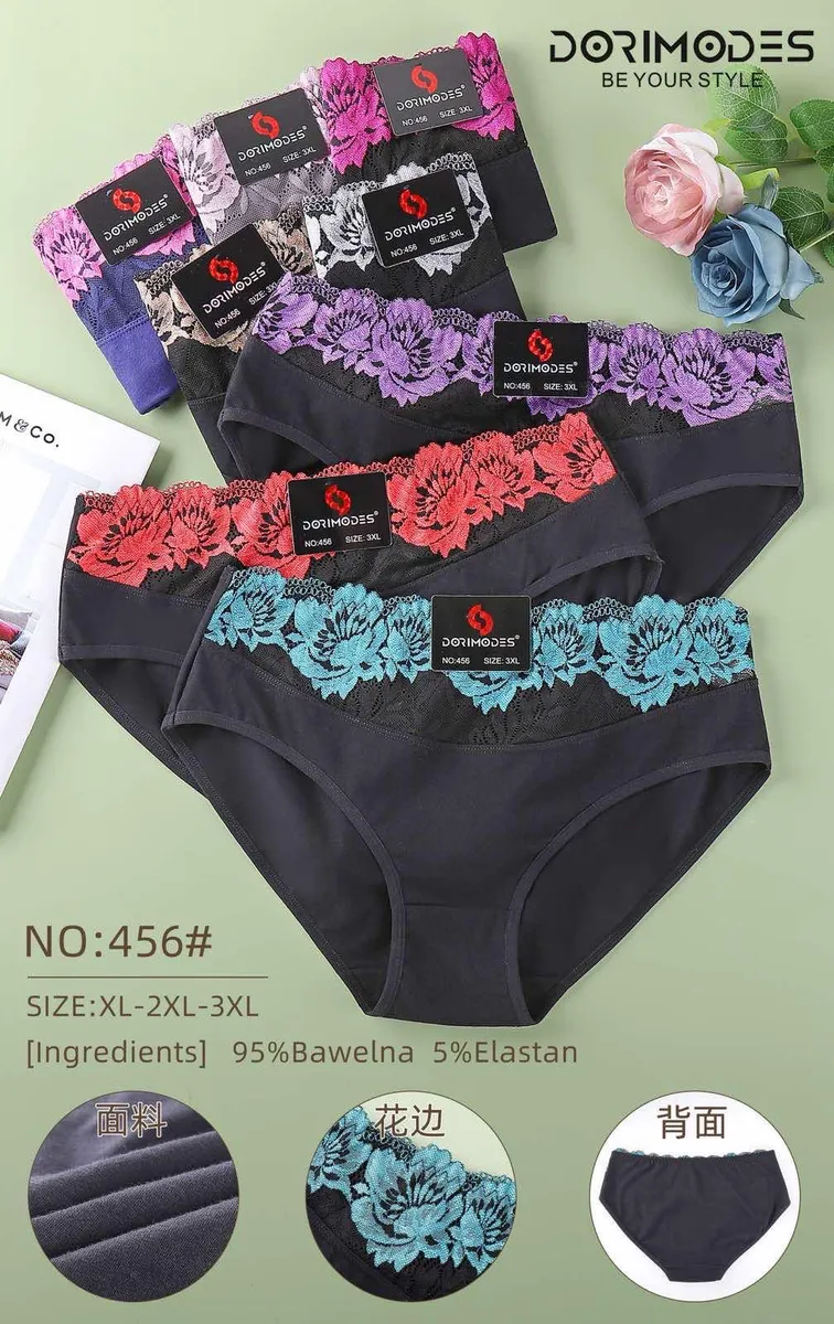 Dorimodes Majtki Damskie XL-3XL Koronkowe 95% Bawełna