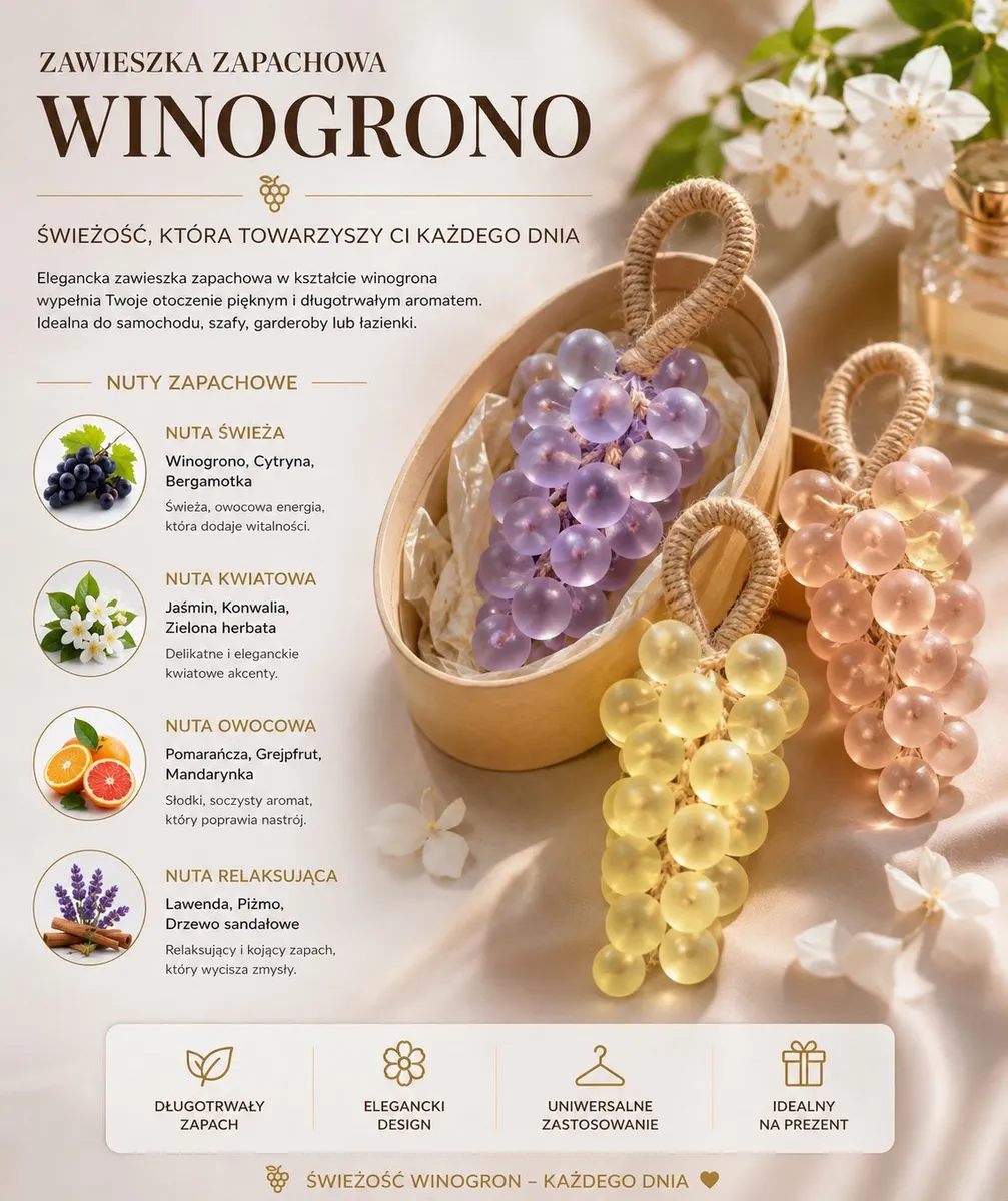 Zawieszka zapachowa Winogrono świeży aromat winogronowy