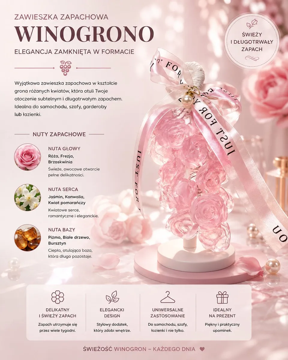 Zawieszka zapachowa Winogrono Różowa z FOR