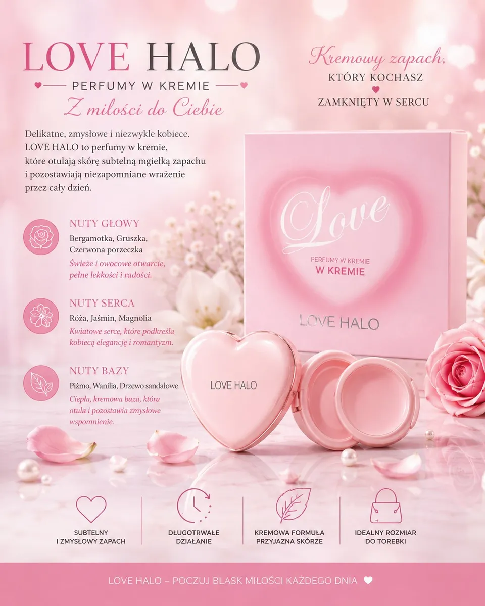 Love Halo Perfumy w Kremie Różowo-Kremowe Serce