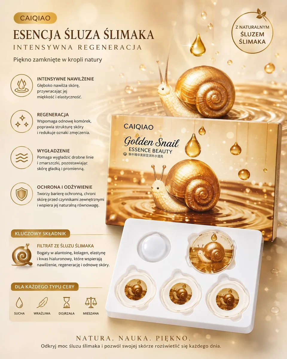 CAIQIAO Esencja Śluzu Ślimaka Golden Snail 4x1,5ml