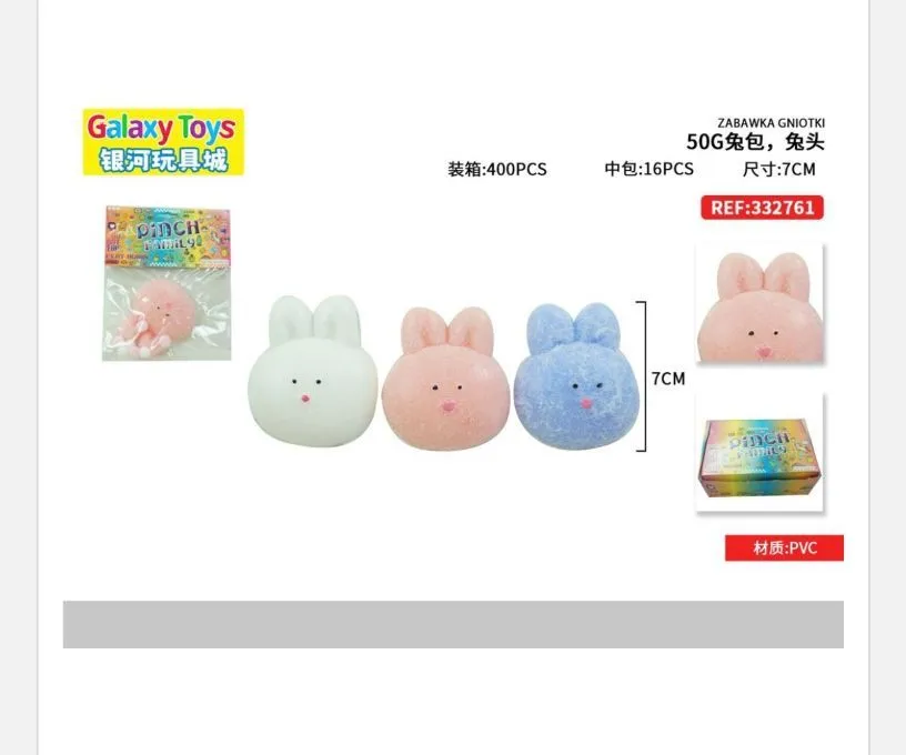 Gniotki Galaxy Toys Króliki Biały Różowy Niebieski 7cm