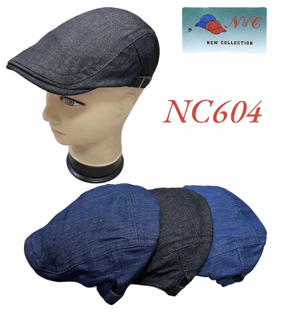 Czapki N&C NC604 Denim Mix Granat Czarny