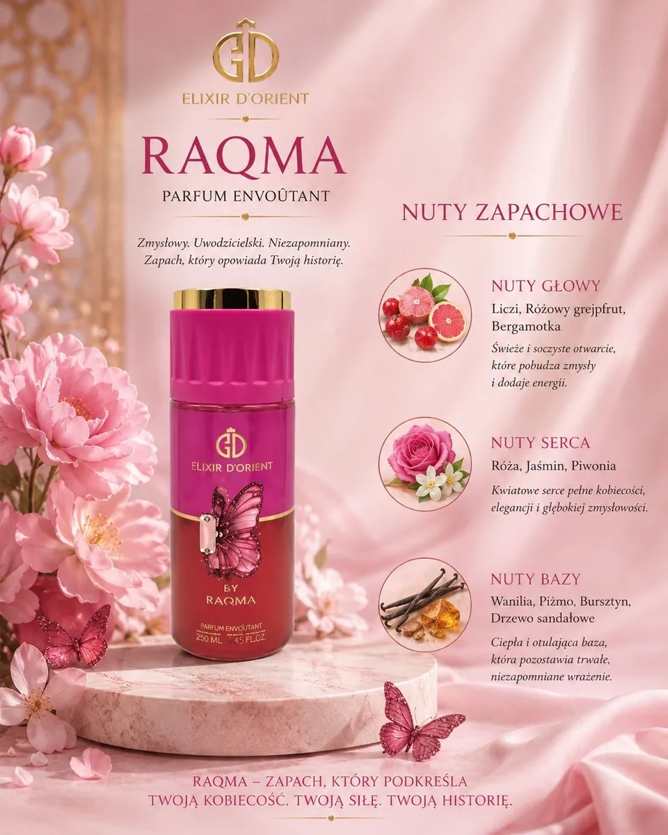 Elixir d'Orient Raqma Perfumy 250ml Różowy Flakon