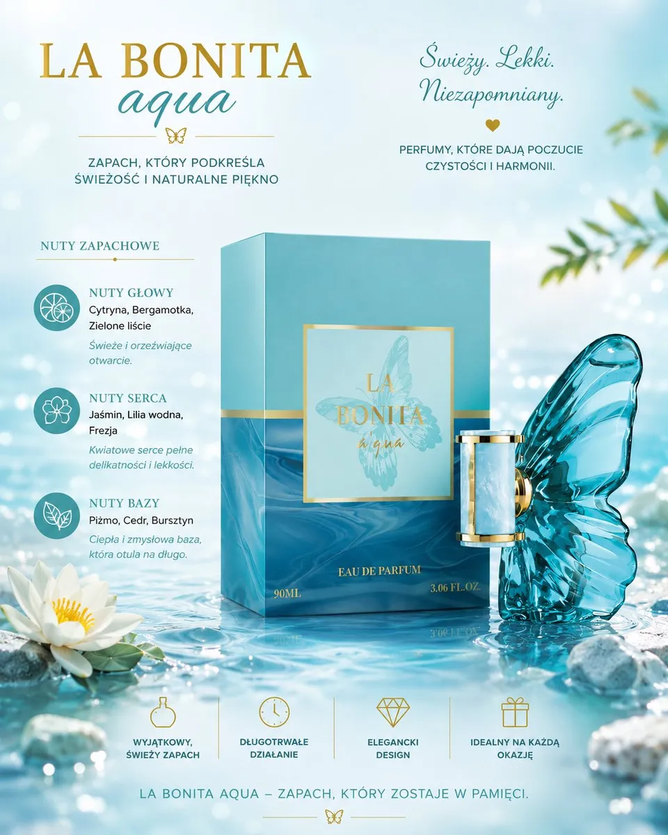 La Bonita Aqua Eau de Parfum 90ml świeży cytrusowo-kwiatowy