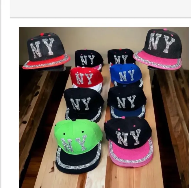 Czapka snapback NY z kryształkami czarna