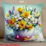 Poszewki dwustronne wielkanocne kwiaty w filiżance 45x45