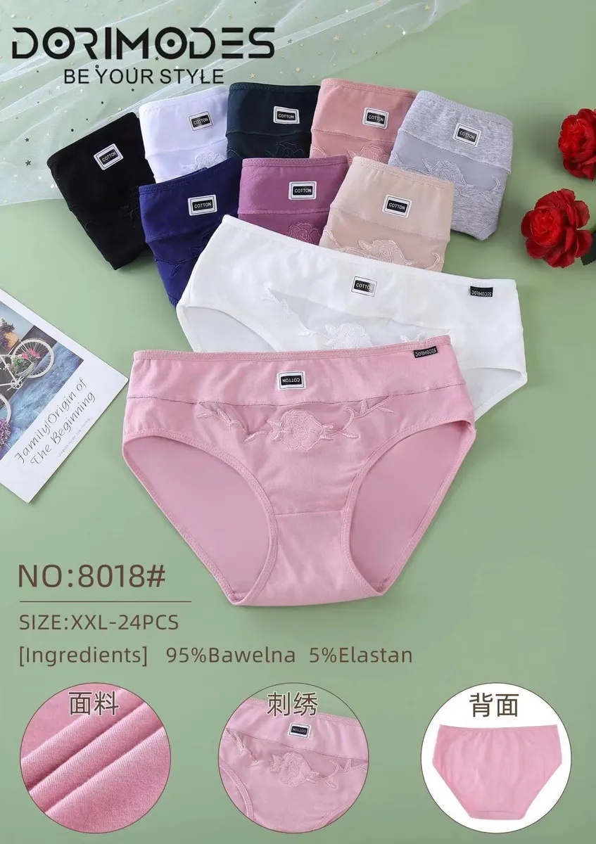 Dorimomodes Bielizna Damska Majtki XXL Różowe 95% Bawełna