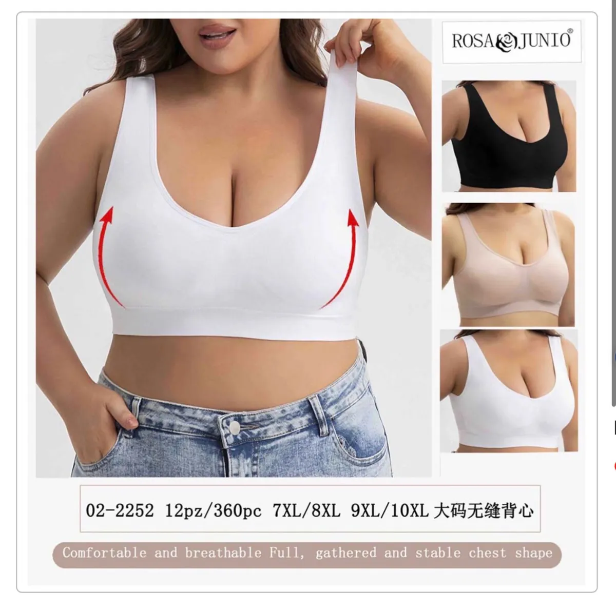 Bralette Rosa&Junio Plus Size Biały XL-10XL