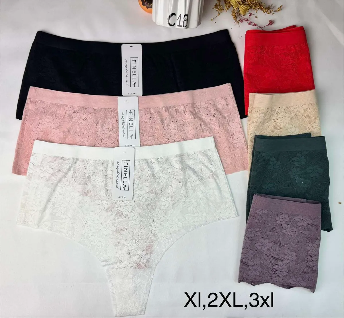 Figiel damskie Finella koronkowe XL-3XL wielokolorowe