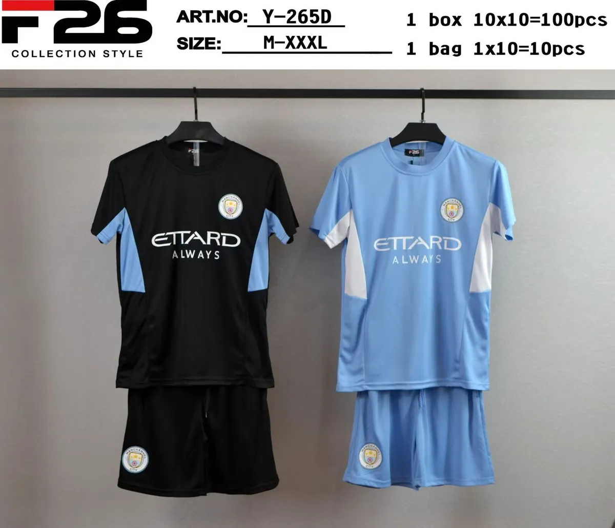 Komplet Sportowy F226 Manchester City Czarny/Niebieski M-XXXL