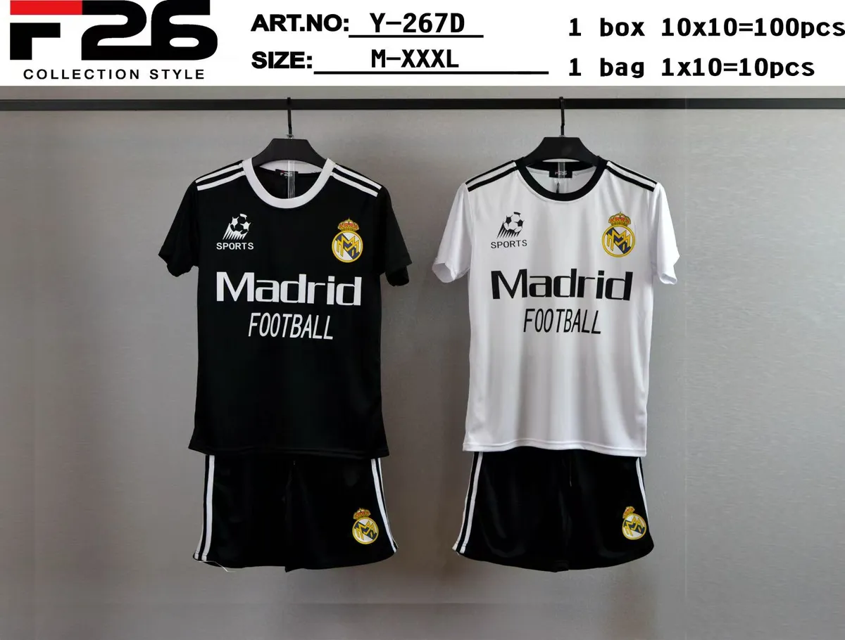 Komplet Piłkarski Real Madrid F226 Czarna i Biała M-XXXXL