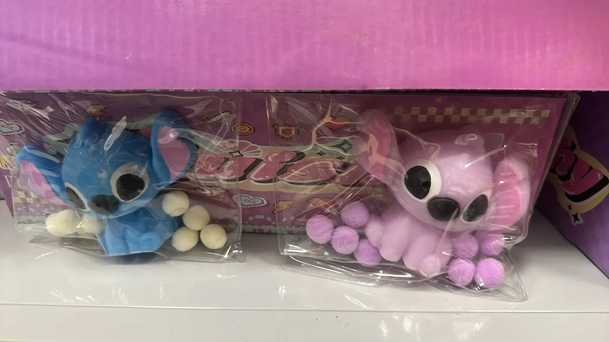 Maskotki Stitch Lilo granatowy i różowy z pomponami