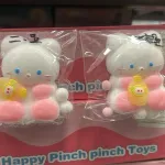 Happy Pinch Pinch Toys Biały Kot Antystresowy z Żółtym Akcesorium