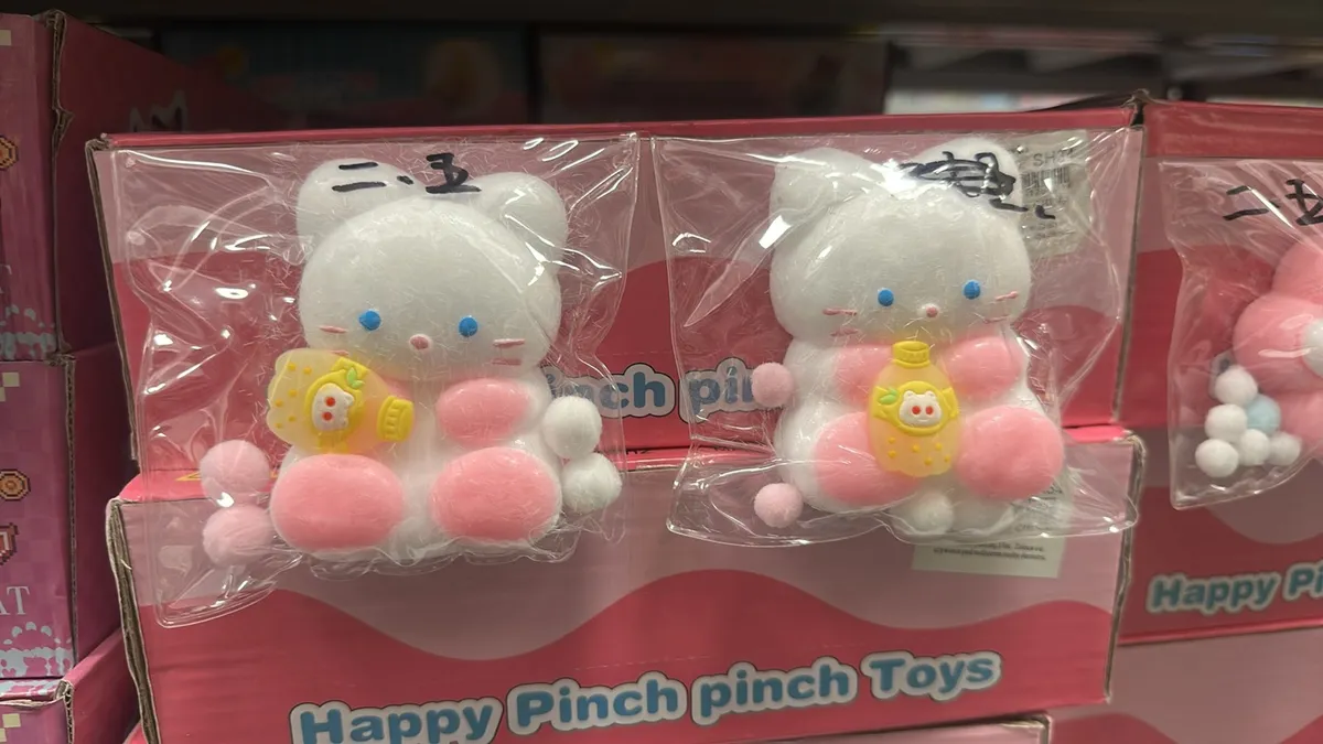 Happy Pinch Pinch Toys Biały Kot Antystresowy z Żółtym Akcesorium