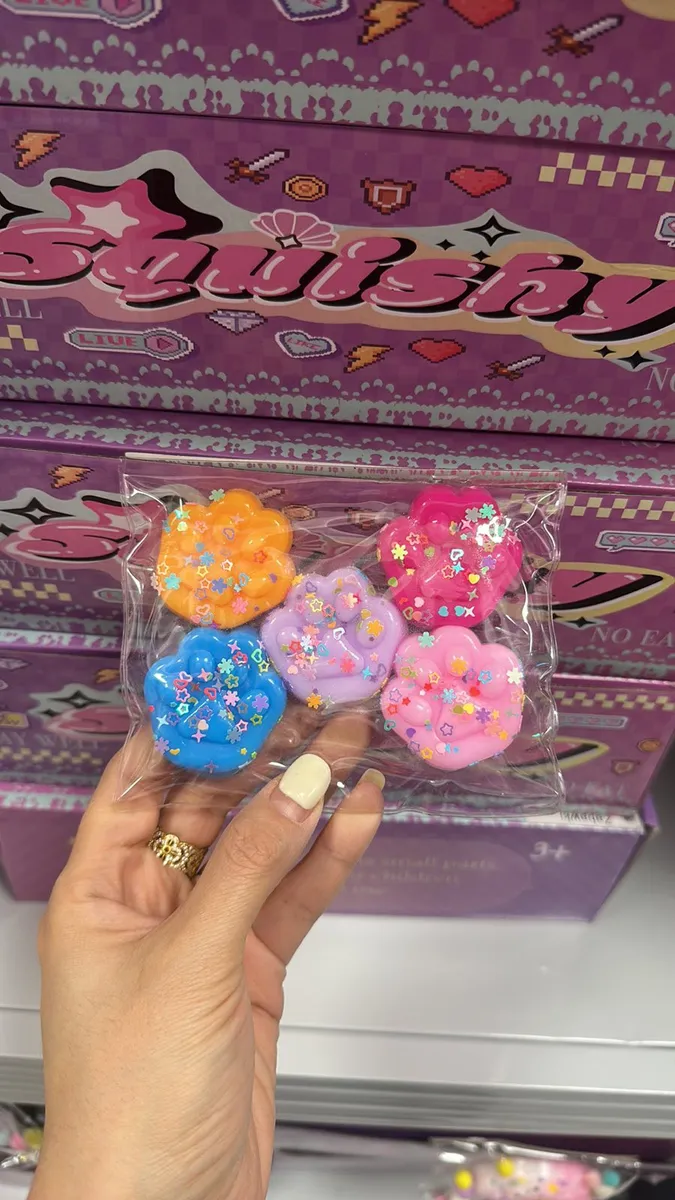 Squishy Łapki Glitter 5 szt. Różnokolorowe 3+