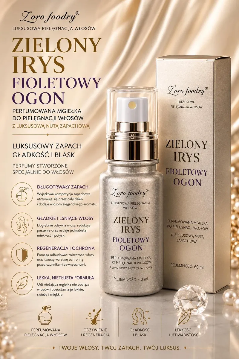 Lorofoodyr Mgiełka do Włosów Zielony Irys Fioletowy Ogon 60ml
