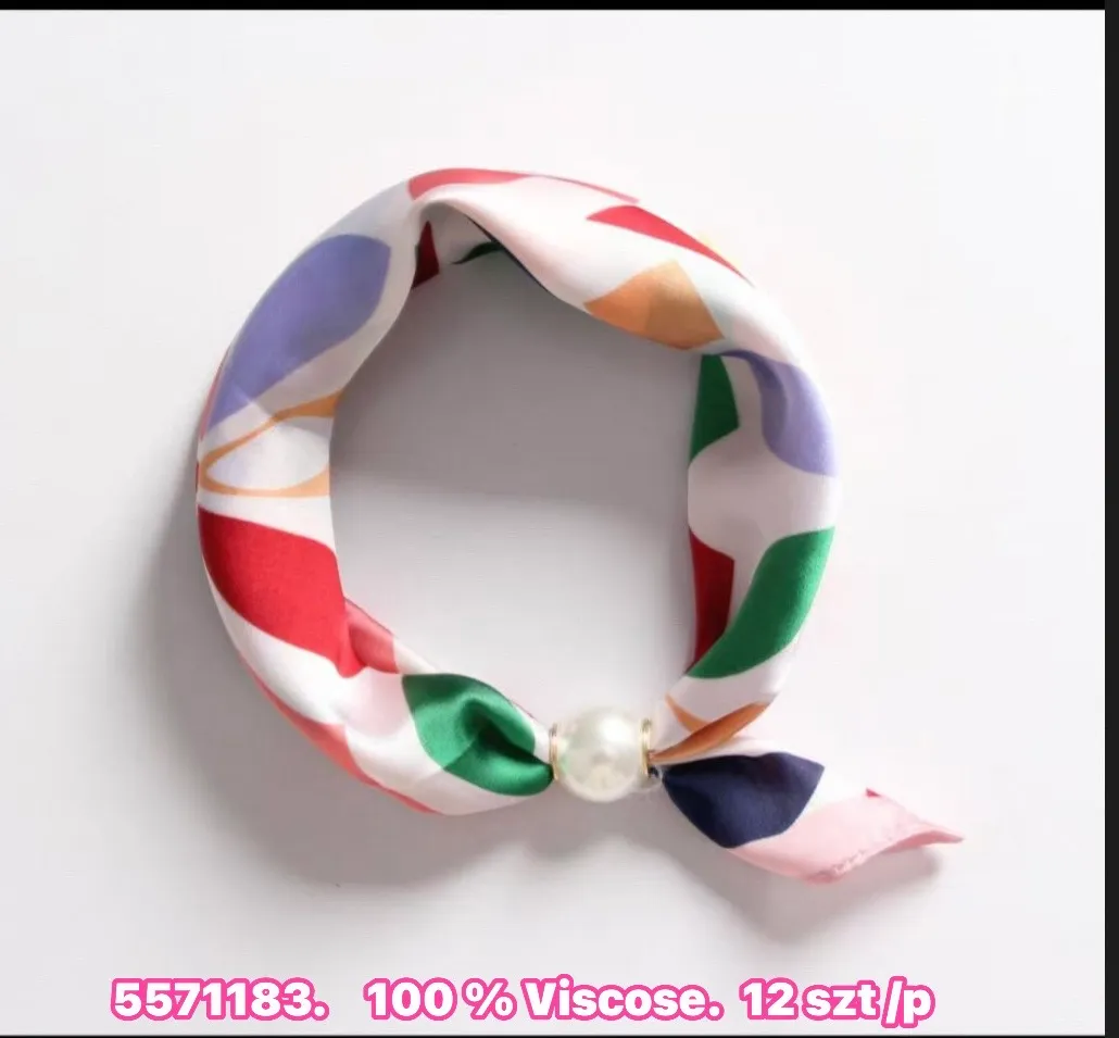 Wiscose'owy Choker z Perłą Wielokolorowy
