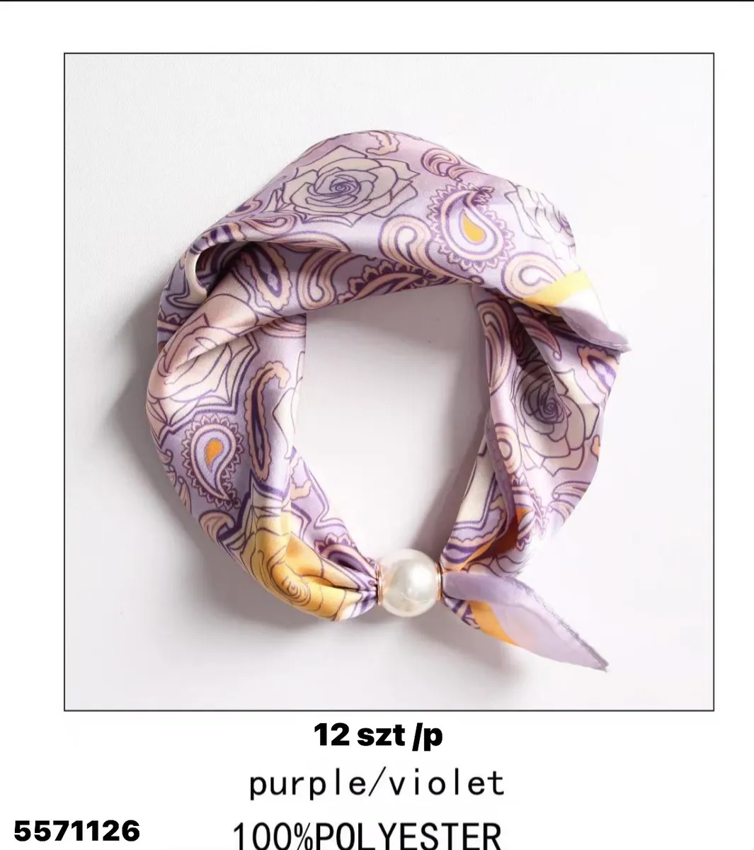 Chusta damska fioletowa paisley 100% poliester