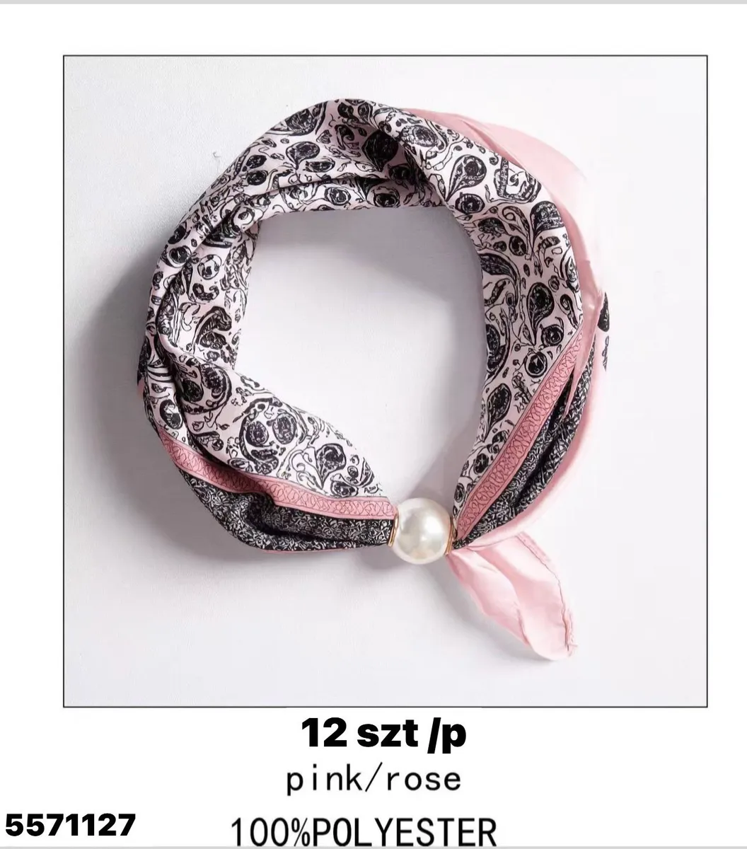 Chusta damska paisley pink/rose 100% poliester perłowa
