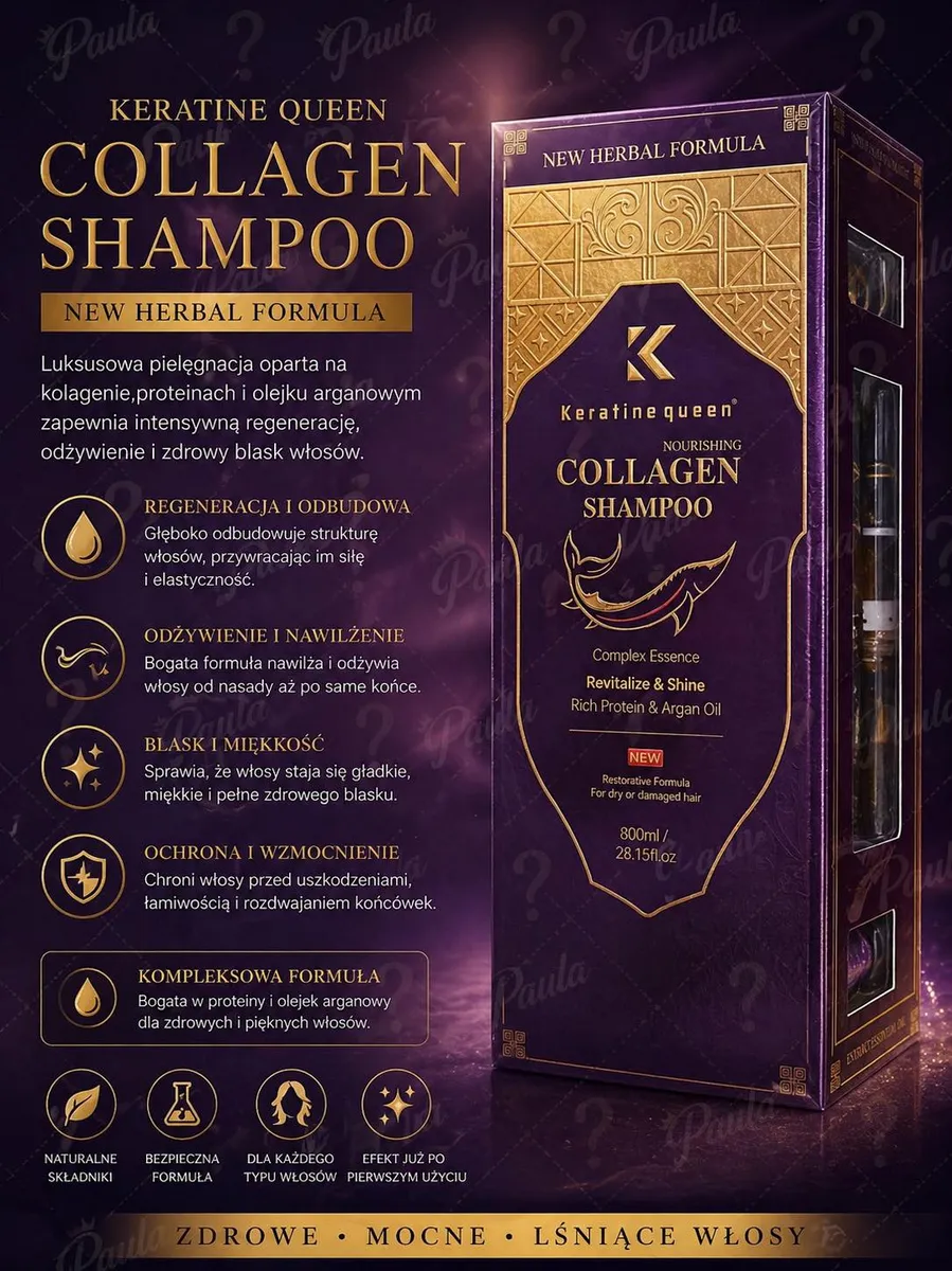 Keratine Queen Collagen Shampoo 800ml Regeneracja Włosów