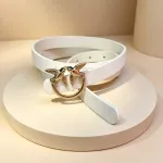 Pasek damski biały z klamrą ptaszki 2,5 cm