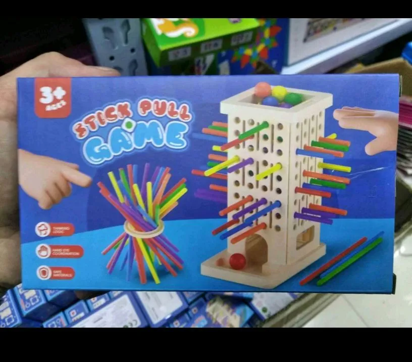 Gra Stick Pull Game drewniana wieża 3+ kolorowa