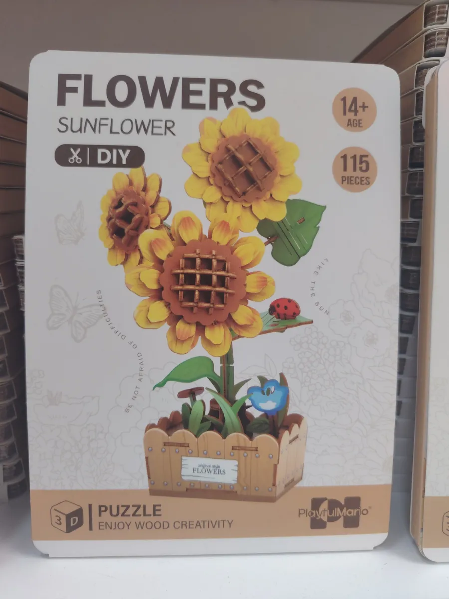 Zestaw 3D Puzzle Drewniane Kwiaty Słonecznik PlayfulMario 115 el.