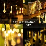 Lampki solarne girlanda sople 50 LED 10m ciepło-białe
