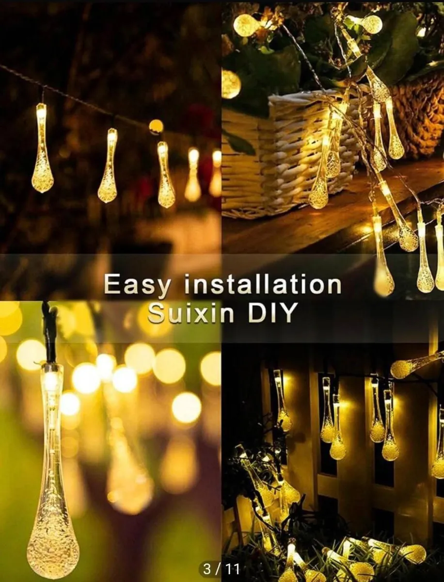Lampki solarne girlanda sople 50 LED 10m ciepło-białe