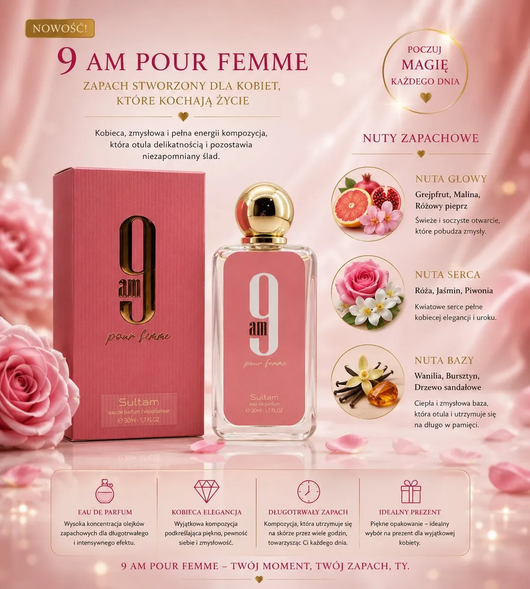 Perfumy 9 AM Pour Femme 50ml Sultan