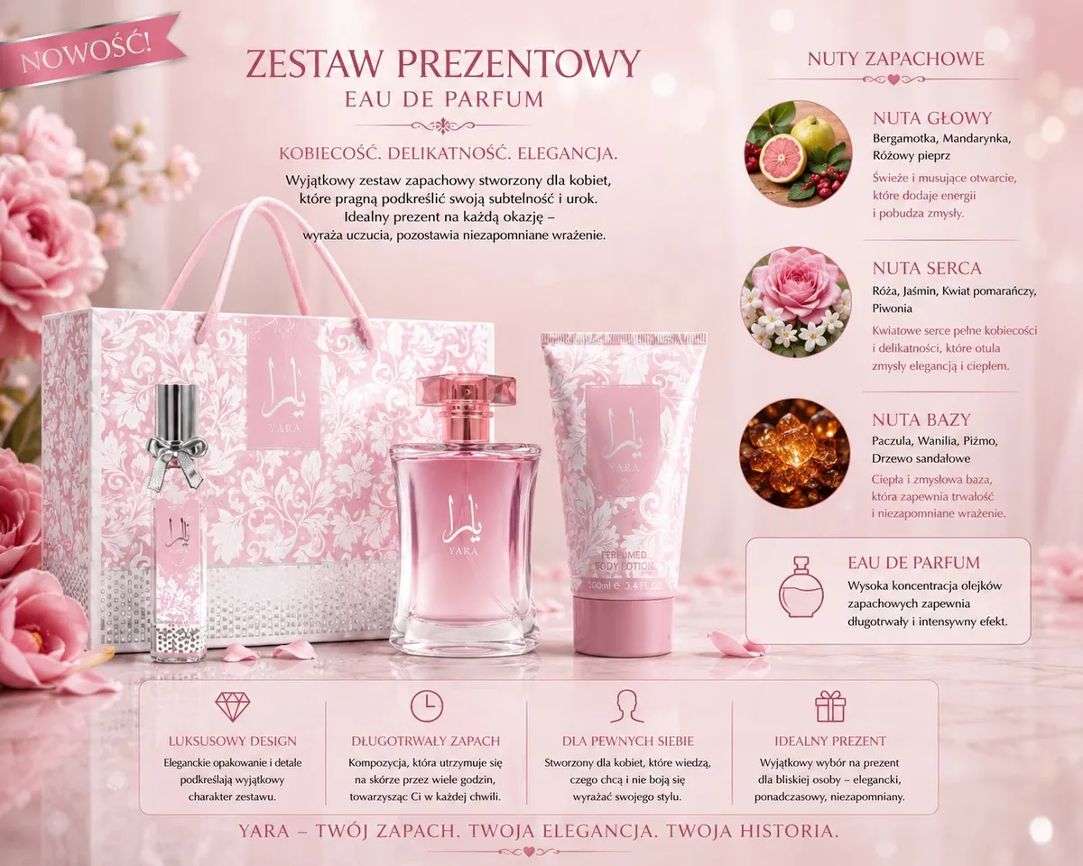 Zestaw prezentowy Eau de Parfum Yara 100ml + Body Lotion 100ml