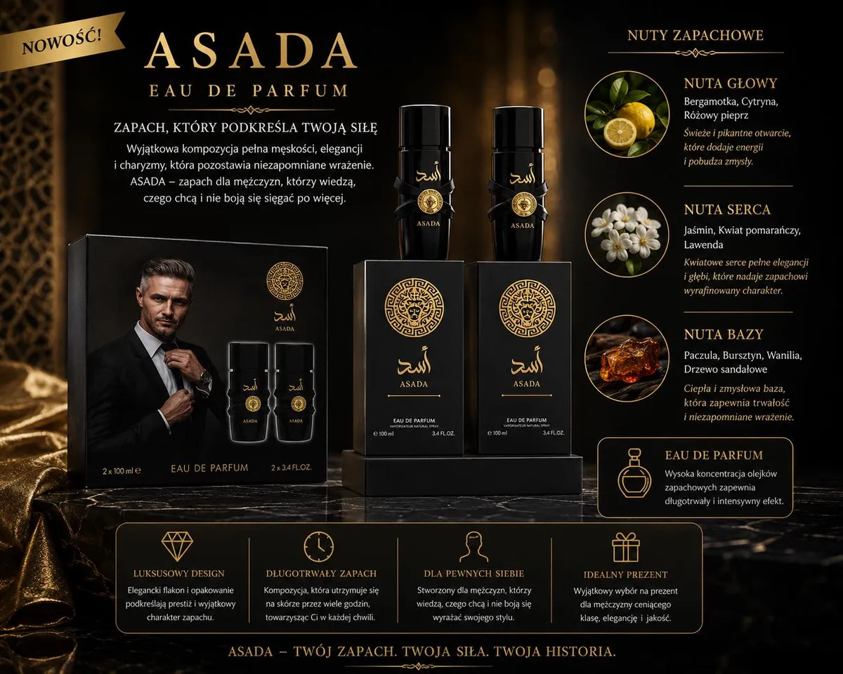 Asada Eau de Parfum 2x100ml męski zapach cytrusowo-drzewny