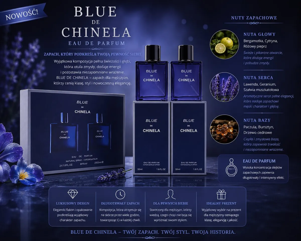 Blue de Chanela Eau de Parfum 2x50ml Nuty Bergamotki i Lawendy